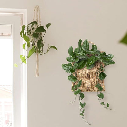 Woven Hanging Seagrass Baskets, Hanging Wall Wicker Basket, Handmade Organizer