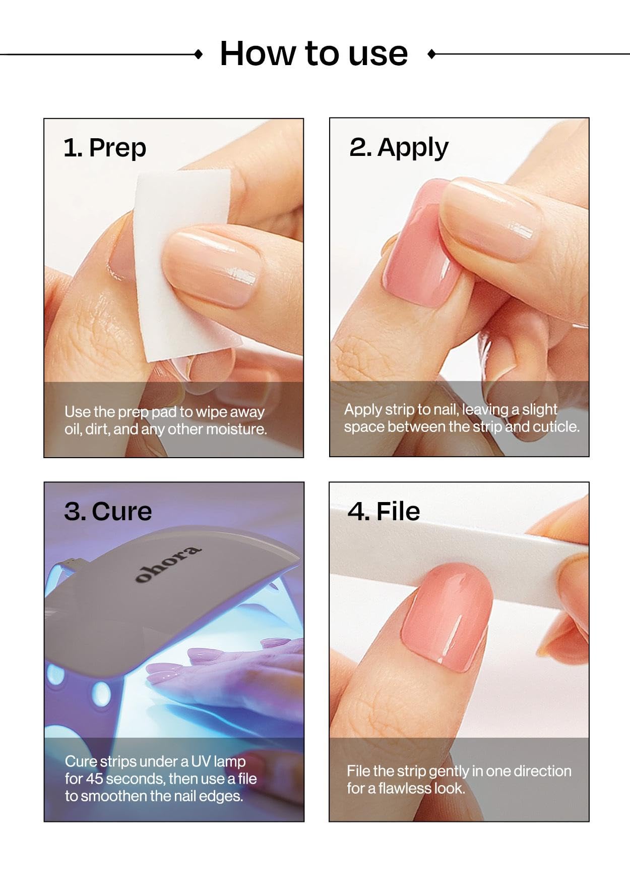 ohora Bundle Set (N Addict Starter Kit) - Red Solid Gel Nail Strips with UV/LED Lamp and Mini Remover, Salon-Quality, Long Lasting, Easy to Apply & Remove - Includes Prep Pads, Nail File, Wooden Stick