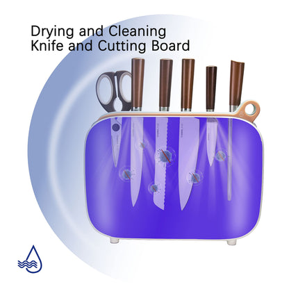 Charmline Smart Cutting Board and Knife Set with Holder, Double Cleaning and Drying Function, Space Saving Smart Home Gadgets, Keeping Kitchen Clean and Tidy, Brown