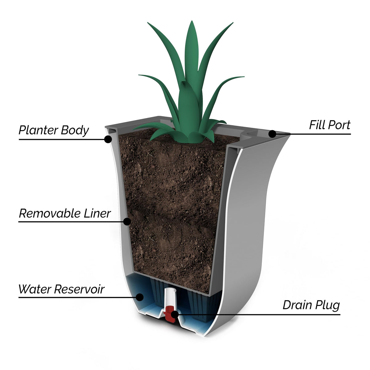 Valencia 8in Planter - White