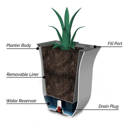 Valencia 8in Planter - White