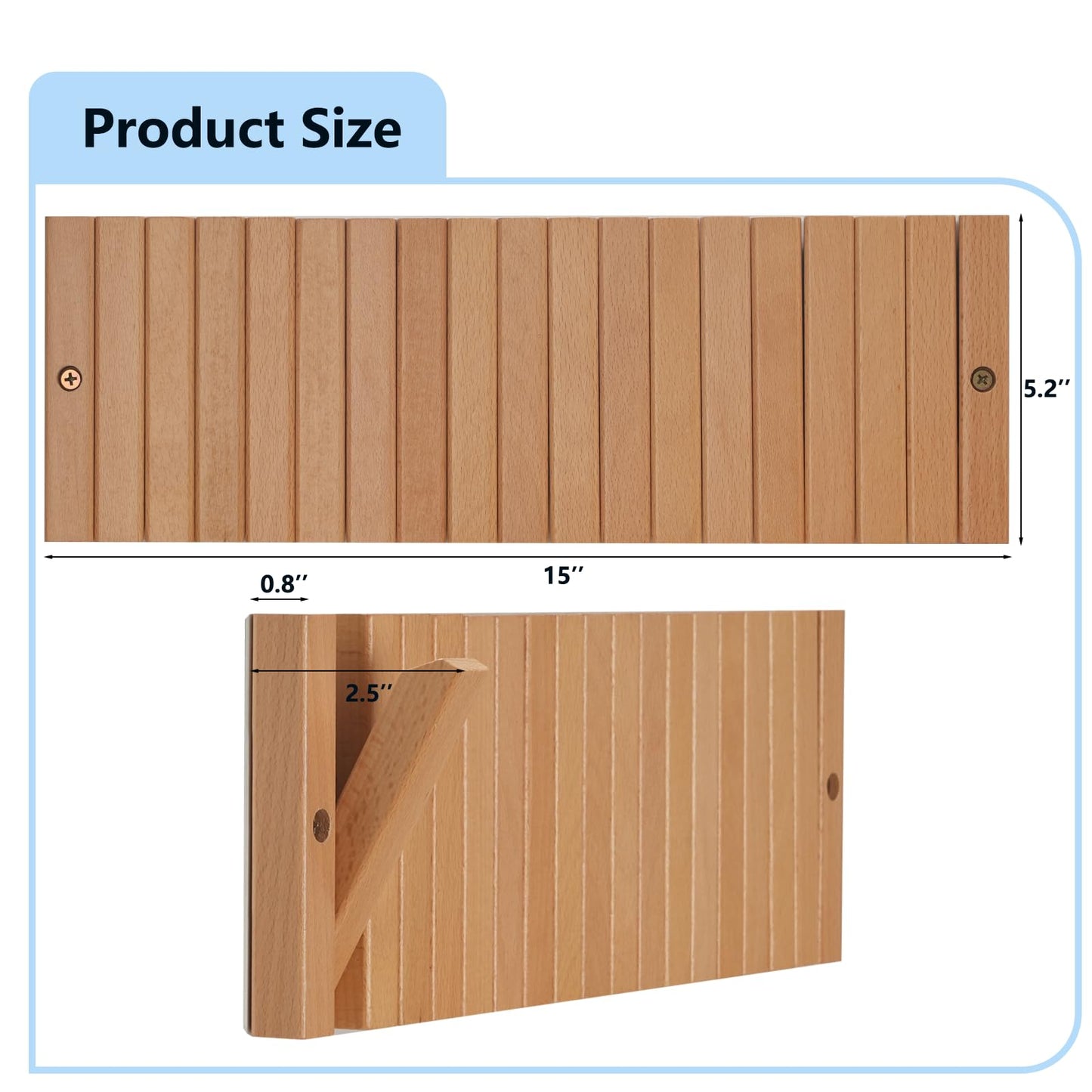 DsoneJagr Wall Mounted Coat Rack with 9 Retractable Hooks, Wooden Modern Space-Saving Piano Hanger for Jackets, Towels, Bags and Leashes in 15 inch