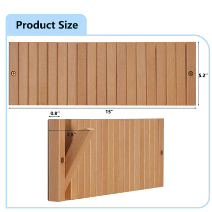 DsoneJagr Wall Mounted Coat Rack with 9 Retractable Hooks, Wooden Modern Space-Saving Piano Hanger for Jackets, Towels, Bags and Leashes in 15 inch