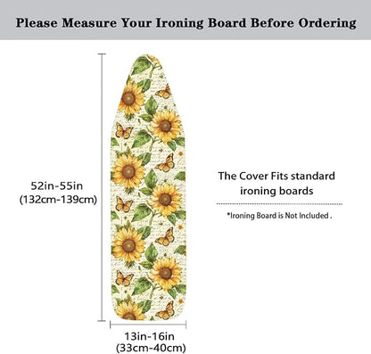 Sunflower Butterfly Ironing Board Cover and Pad 15x54 Standard Size Padding
