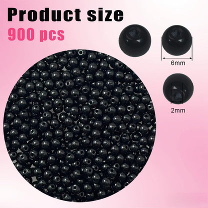 AEVORA 6mm Round Glass Beads for Jewelry Making, 900Pcs Glass Seed Beads for Bracelets, DIY Crafts (Black)