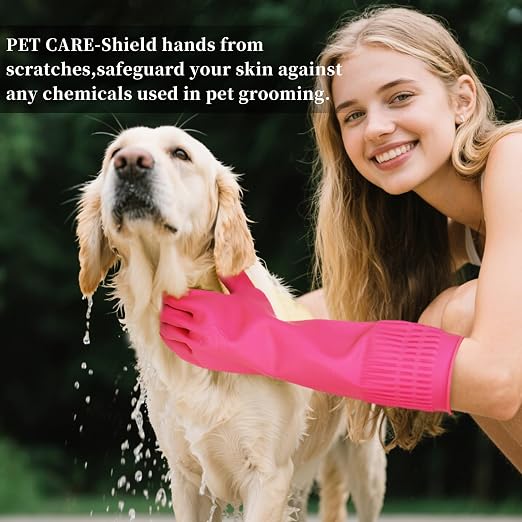 Rubber Gloves for Cleaning – 3 Pairs Reusable Gloves for Dishwashing, Kitchen and Household Tasks, 15-Inch Long (Regular Style, XL(Fits Large Hands))