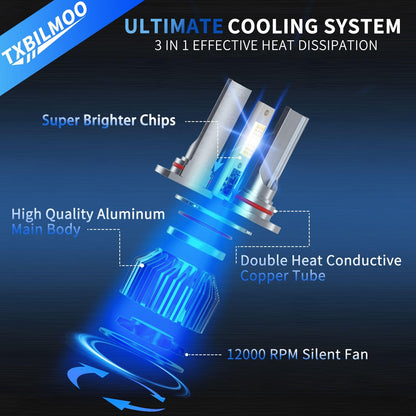 TXBILMOO 9005 H11 Fog Light Bulbs 32000LM 6500K White Aluminum Plug and Play for Chevrolet Silverado 1500 2500HD 2007-