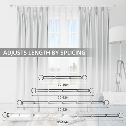 Thestoa Nickel Curtain Rods for Windows 30-46 Inch, 5/8" Stainless Steel Small Curtain Rod for Bedroom, Living Room,Kitchen,Farmhouse