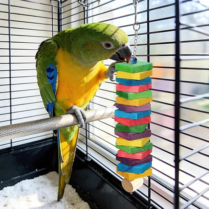 GANAZONO 100Pcs Parrot Wood Blocks Toys Wooden Blocks Bird Chewing Toy Bird Bite Toys Mini Wood Chips DIY Craft for Parrot Playing Chewing