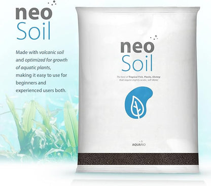 AQUARIO Neo Soil - Aquarium Soil for Freshwater Planted Tank, Volcanic Ash Substrate for Fish Tank w/Live Aquatic Plants, Slighty Acidic, PH Buffering Aquasoil for Planted Aquariums - Plants, 8L
