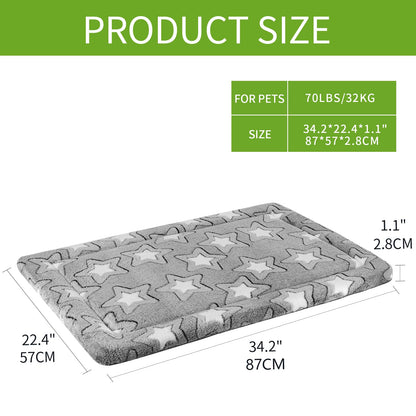EMPSIGN Dog Bed Mat for Dog Cage (92 * 61 * 2.8cm, Dog Bed Pad Reversible (Cool & Warm), Machine Washable, Pet Sleeping Mat for Medium to Large Dogs, Grey, Star Pattern