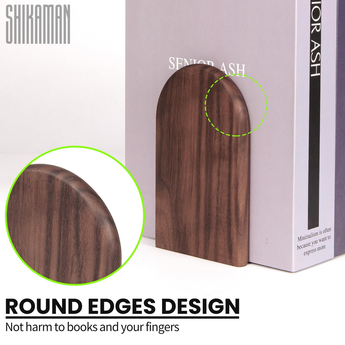 Book Ends,2 Pair Medium Bookends Wood Book Ends Universal Economy Bookend (2, Medium)