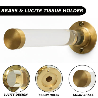 ModernHomecor Brushed Brass & Lucite Projection Hook, Heavy-Duty, Rustproof Wall Mount Adhesive Hanging Hook for Bedroom, Bathroom & Kitchen, Multipurpose Accessory for Modern Homes, 18.3x5.5x5.5cm