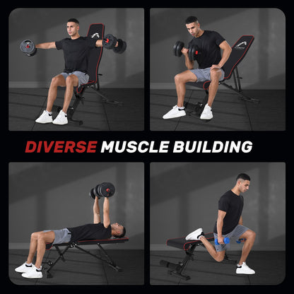 Dskeuzeew Weight Bench with Storage Bag, 7 Backrests Adjustable Bench Press Load 660LBS Weight Capacity, Incline Decline Flat Foldable Workout Bench for Home Gym Garage Strength Training