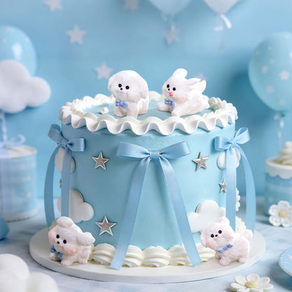 LaVenty Cute Puppies Cake Topper Cartoon Birthday Cake Decorations Figures for Birthday Party Decorations