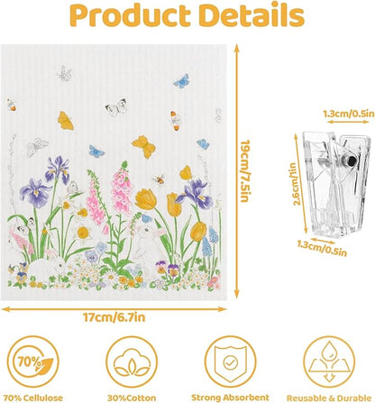6 Pack Wildflower Swedish Dishcloths