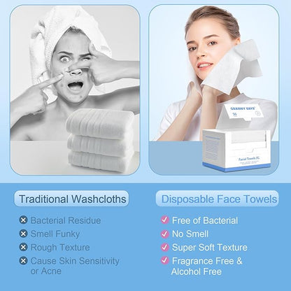 GRANNY SAYS Disposable Face Towel, Face Towelettes Disposable Biobased
