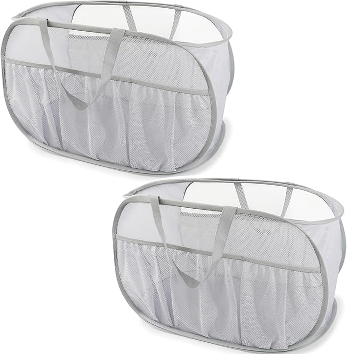 2 Pack Collapsible Laundry Baskets, Upgrade Pop Up Laundry Hamper