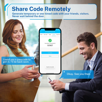 Smart Door Lock with Handle: Kucacci Keyless Entry Digital Door Lock for Front Door - Fingerprint Keypad Smart Dnob - Generate Passcode Remotely - App Control - Easy Installation(Black)