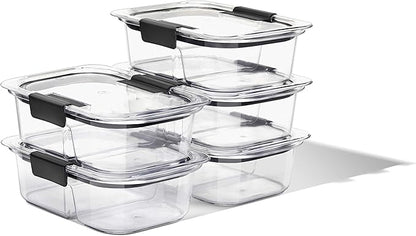 Rubbermaid Brilliance Meal Prep Containers, 2-Compartment Food Storage