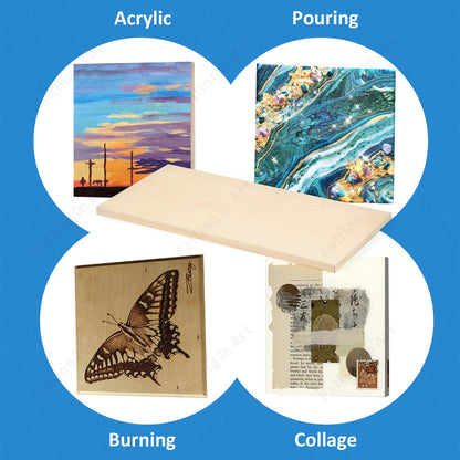 Falling in Art Unfinished Birch Wood Panels Kit for Painting, Wooden Canvas 2 Pack of 12x24’’ Studio 3/4’’ Deep, Cradle Boards for Pouring, Art, Crafts, Burning and More