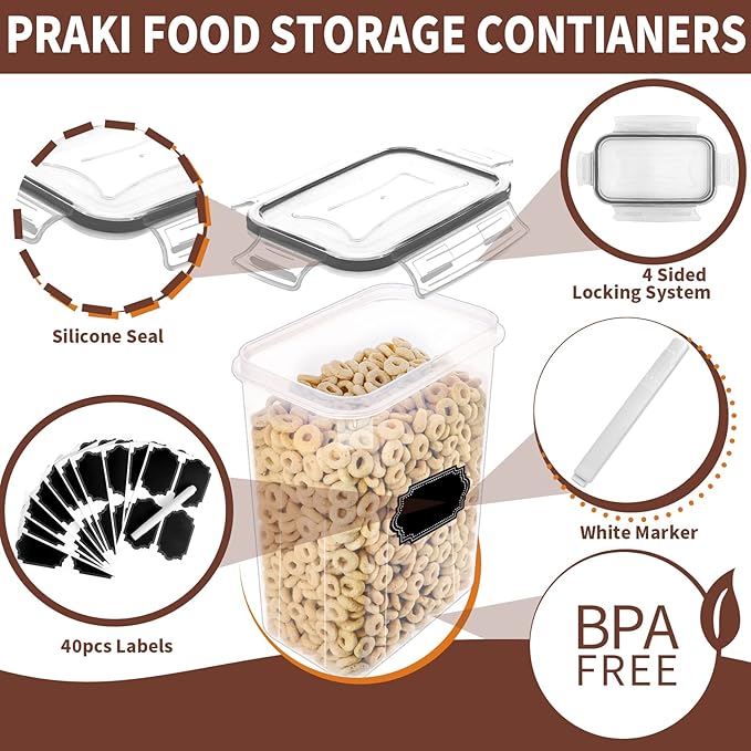 PRAKI Airtight Food Storage Containers Set
