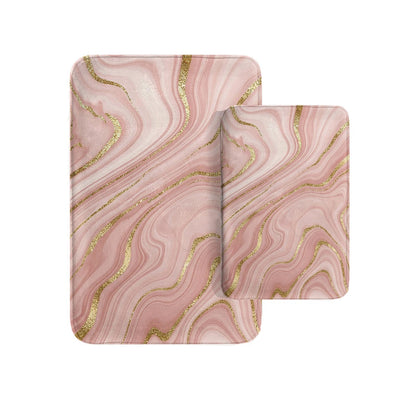 Britimes Marble Pink Bathroom Rug Set of 2, Washable Cover Floor Rug Carpets Floor Bath Mat Bathroom Decorations 16x24 and 20x32 Inches