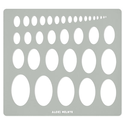Aleks Melnyk No.210 Metal Ellipse Template, Stencil, Geometric Template, Ellipse Master, Art Oval Tool, Isometric Drawing, Lapidary, Cabochons, Geometric Ruler, Jewelry Oval
