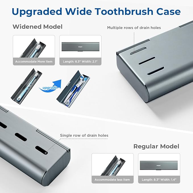 Wider Aluminum Toothbrush Travel Case, Portable Travel Toothbrush Holder