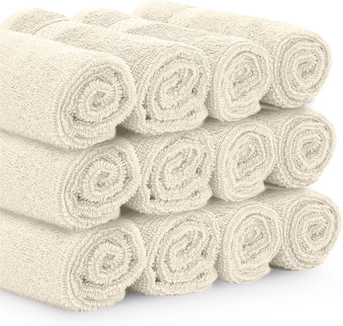 White Classic Luxury Cotton Washcloths 13x13 Inch
