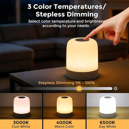 [3600mAh] Portable Dimmable Touch Night Light, 3 Colors Egg Light for baby Nursery, Rechargeable battery powered Lights for Kids Toddler room, Small Cordless Table Bedside Lamp for breastfeeding, soft