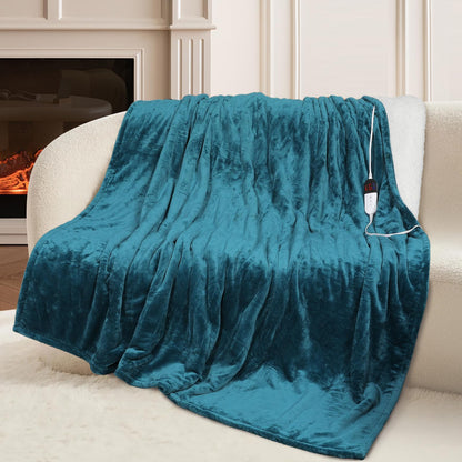 HOW'S MY HOUSE Heated Blanket Throw 50" x 60", Electric Blanket with 12 Time Settings & 6 Heating Levels, Over-Heat Protection, Flannel Sherpa Super Cozy with ETL Certification, Gray
