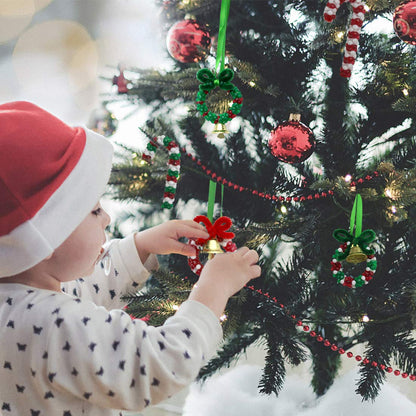 Hifunwu 1570 PCS Christmas Beaded Ornament Kit Plastic Tri-Shaped Beads with Pipe Cleaners for Christmas Craft Tree Hanging