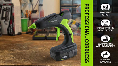 Surebonder 18V Ryobi Battery Powered Fully Cordless Hot Glue Gun, Professional, Full Size for DIY, Crafting, Repairs, 60 Watt, Battery and Charger NOT Included - Tool Only