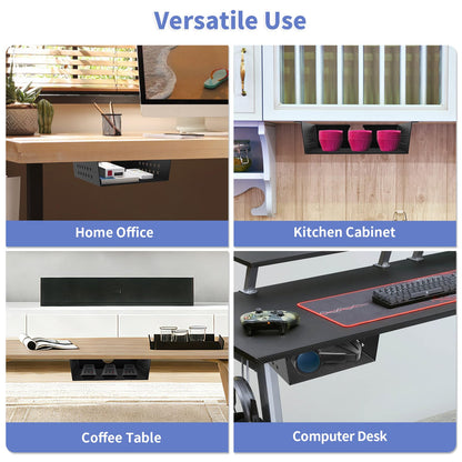 MOLIGOU Under Desk Storage Shelf, Under Desk Tray with Felt Liner, Screw Mount Under Table Hidden Storage for Home Office, Kitchen Cabinet (9" x 9" x 2.9")