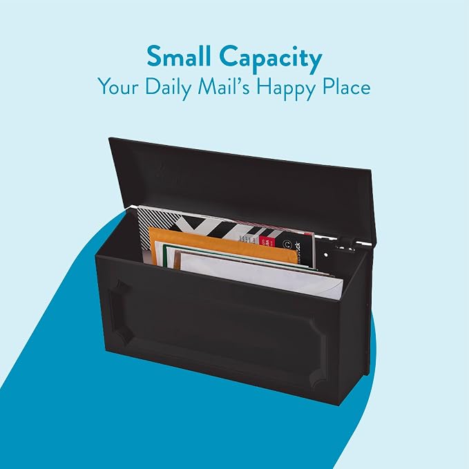 Architectural Mailboxes Windsor Plastic Wall Mount Mailbox, Black, Small | Durable rust-resistant build with weather-resistant outdoor construction.