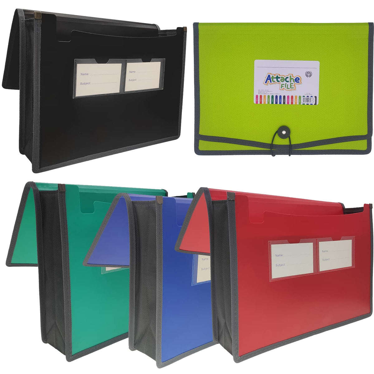 Premium Quality Plastic Expanding File Folder Document Organizer, 3.5" Expansion, A4 Letter Size for Home School Office Organization, 5 Pack