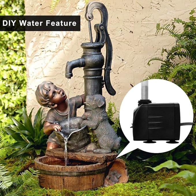 PULACO 400GPH Submersible Pump with 5 ft Tubing, (1500L/H 25W) durable fountain water pump for Pond Fountain, Aquariums Fish Tank, Statuary, Hydroponics
