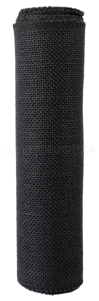 CleverDelights 9" Black Burlap Roll - Finished Edges - 5 Yards - Jute Burlap Fabric