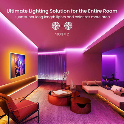 GUPUP Smart WiFi LED Strip Lights 50ft, Compatible with Alexa & Google Assistant, Color Changing, Music Sync, Voice Control, App & Remote Controlled Indoor Lighting for Bedroom, Party, Home