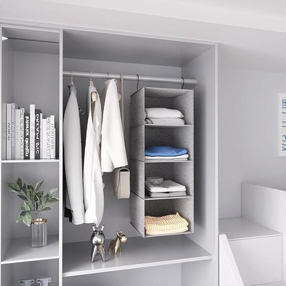 Hanging Closet Organizer, Easy Mount Collapsible 4-Shelf Camper Closet Wardrobe