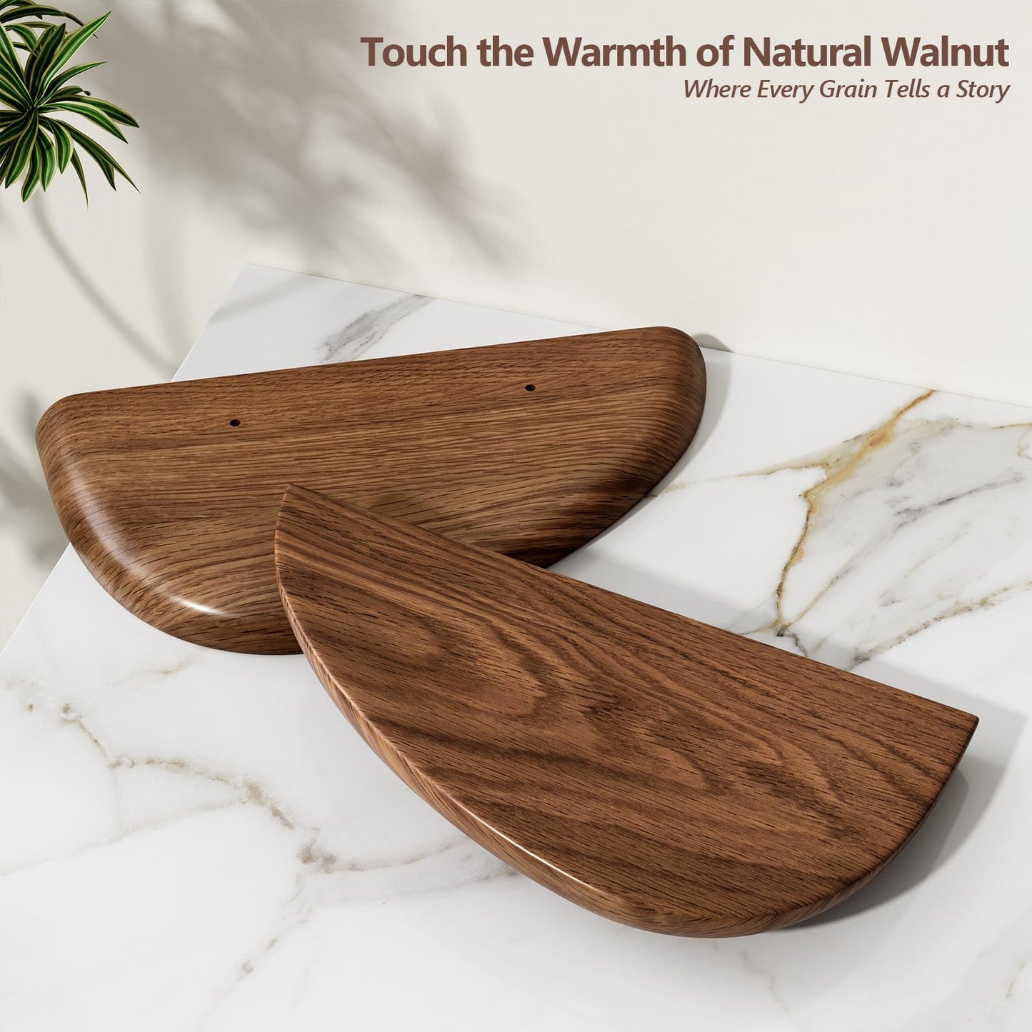 Sueuapp Solid Walnut Floating Shelves for Wall 15.7 Inch Set of 2, Live Edge Wall Mounted Shelf,Rustic Farmhouse Wooden Floating Shelf,Wood Wall Shelves for Bathroom Living Room,Bedroom,Kitchen