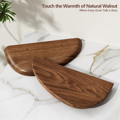 Sueuapp Solid Walnut Floating Shelves for Wall 15.7 Inch Set of 2, Live Edge Wall Mounted Shelf,Rustic Farmhouse Wooden Floating Shelf,Wood Wall Shelves for Bathroom Living Room,Bedroom,Kitchen