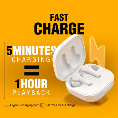 QCY T13 True Wireless Earbuds Bluetooth 5.1 Headphones Touch Control with Charging Case Waterproof Stereo Earphones in-Ear Built-in Mic Headset 40H Playtime (White)