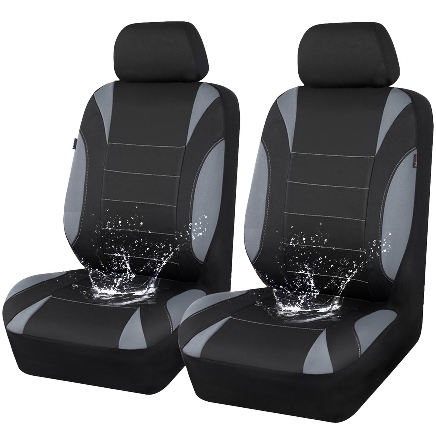 CAR PASS Waterproof Car Seat Covers Front Seats Only with 5mm Composite EVA, Neoprene Car Seat Cover with Separate Headrest Cover, Quick Setup Universal Fit for Car SUV Trucks,Airbag Compatible（Gray