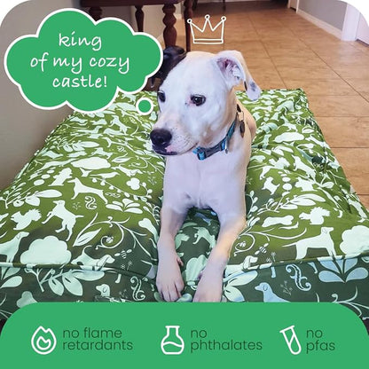 Molly Mutt Medium to Large Dog Bed Cover, Amarillo by Morning, Olive Green & Light Blue 27"x36"x5"
