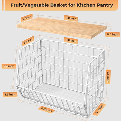 White Fruit Bowl Wire Basket Storage Pantry Fruit and Vegetable Storage Fruit