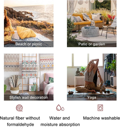 JBNJANKDAV Boho Rug Scandinavian Nursery Rainbow Print for Playroom with Neutral Area Carpet Patio Hallway Runner Mat Pad Minimalist Home Decor Living Room Bedroom Indoor Outdoor, Multi3, 90x150cm
