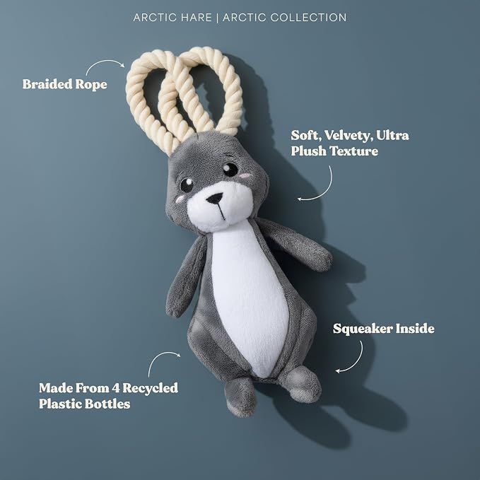 Dog Toys | Plush Arctic Hare Stuffed Animal for Large Dogs | Eco Friendly Jumbo Dog Toy