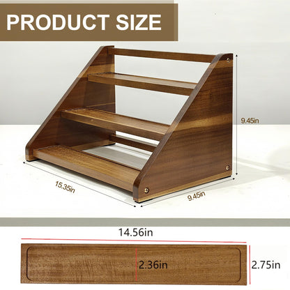 Arflo Acacia Wooden Spice Rack for Countertop - 3 Tiered Spice Rack Organizer for Cabinet - Kitchen Spices Organizers Holds 21 Jars - Spices Shelf for Kitchen Storage Pantry Seasoning Organizer